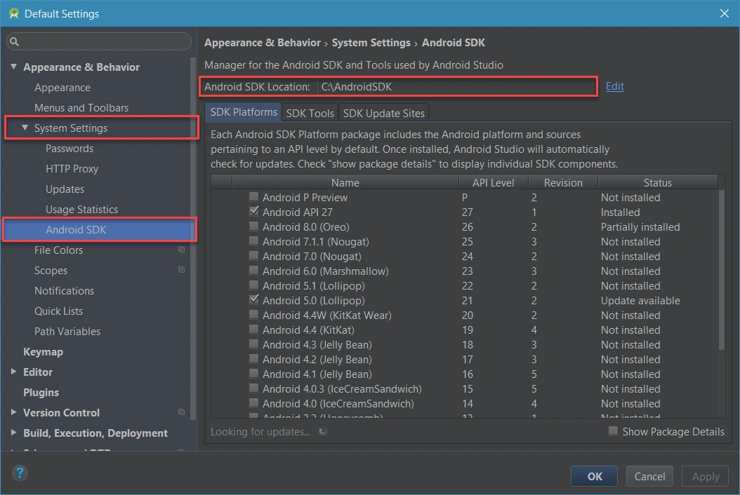 Android SDK Location in Android Studio Android SDK Location in Android Studio