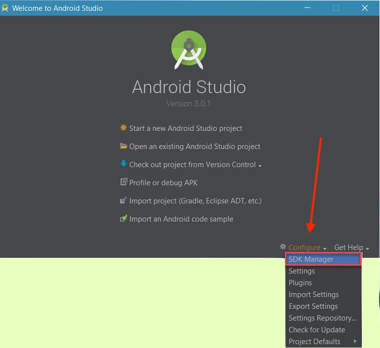 Android SDK manager Android SDK manager
