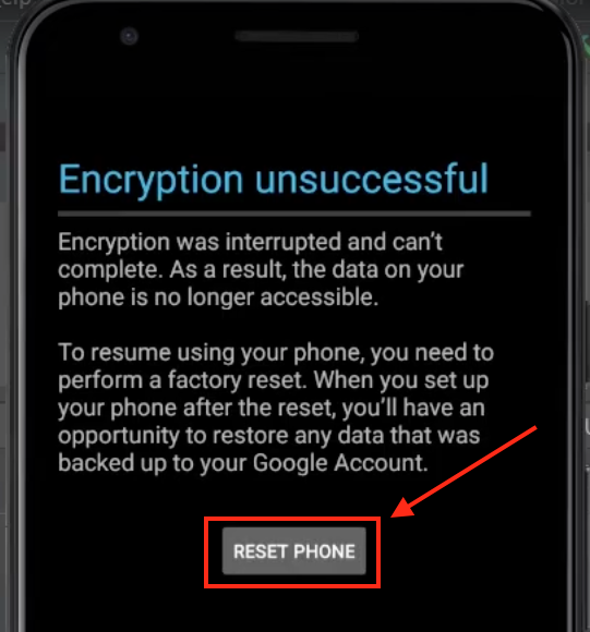Android Encryption unsuccessful fix Android Encryption unsuccessful fix