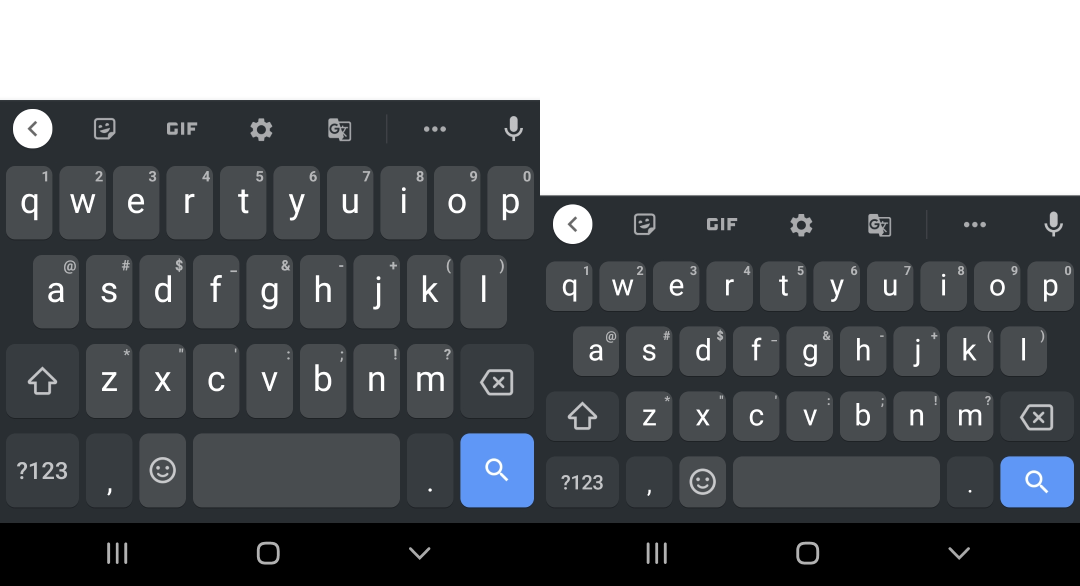 Gboard size from tallest to shortest Gboard size from tallest to shortest