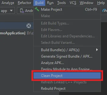 Android Studio Clean Project option Android Studio Clean Project option