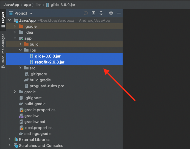 Android Studio add jar files to the libs folder Android Studio add jar files to the libs folder