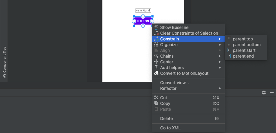 Android Studio Constrains option Android Studio Constrains option