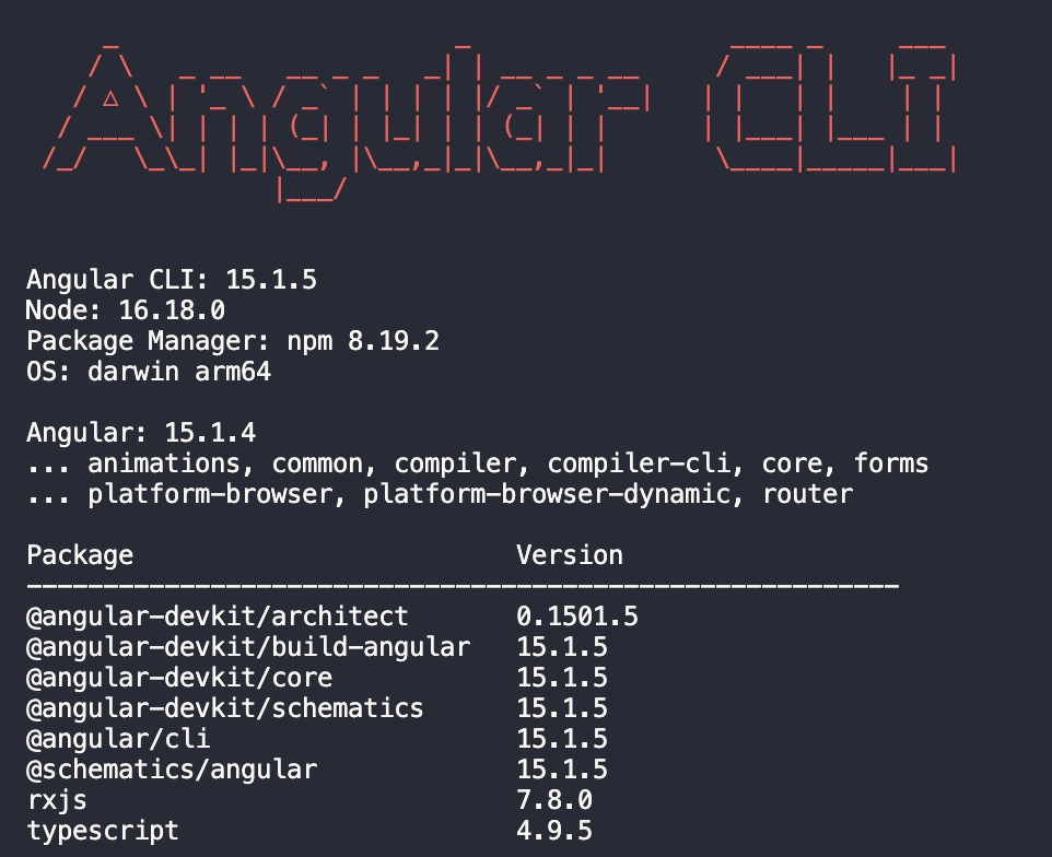 Local ng version example output Local ng version example output