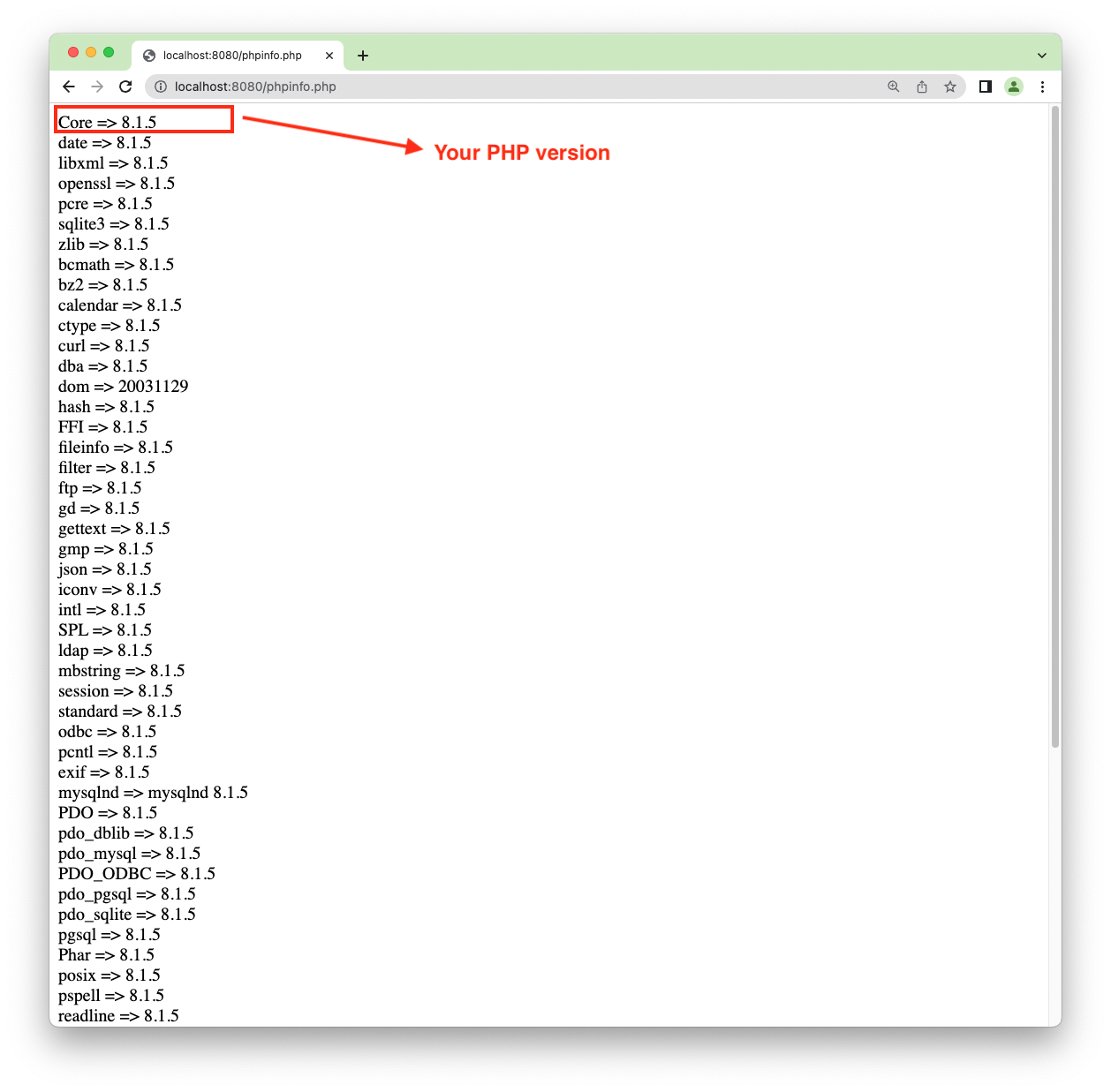 phpversion() all extensions output phpversion() all extensions output
