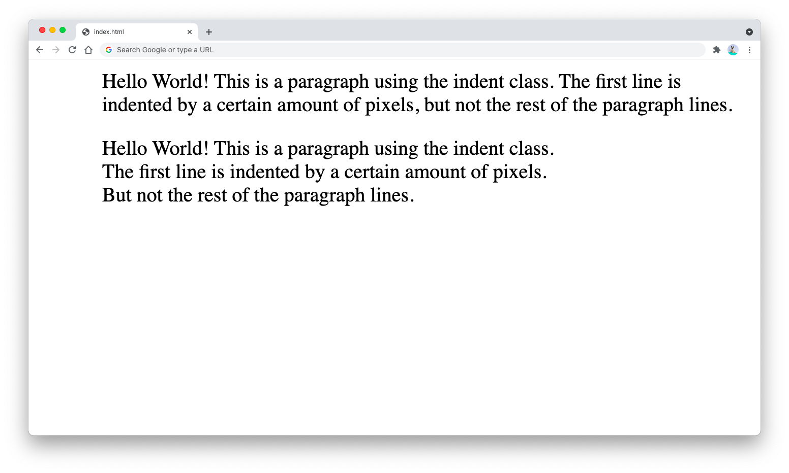CSS indent whole paragraph using padding CSS indent whole paragraph using padding