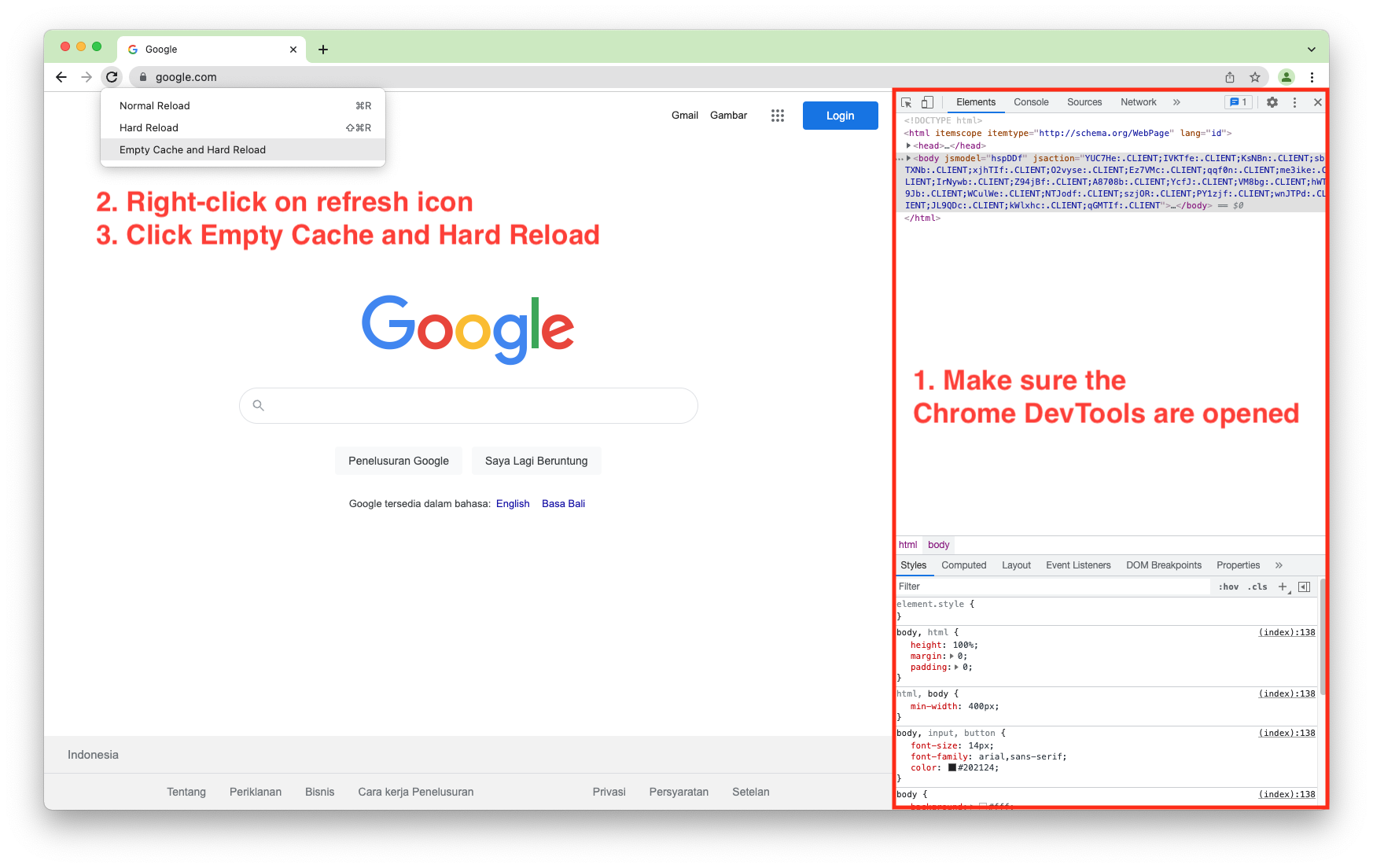 Chrome empty cache and hard reload option steps Chrome empty cache and hard reload option steps