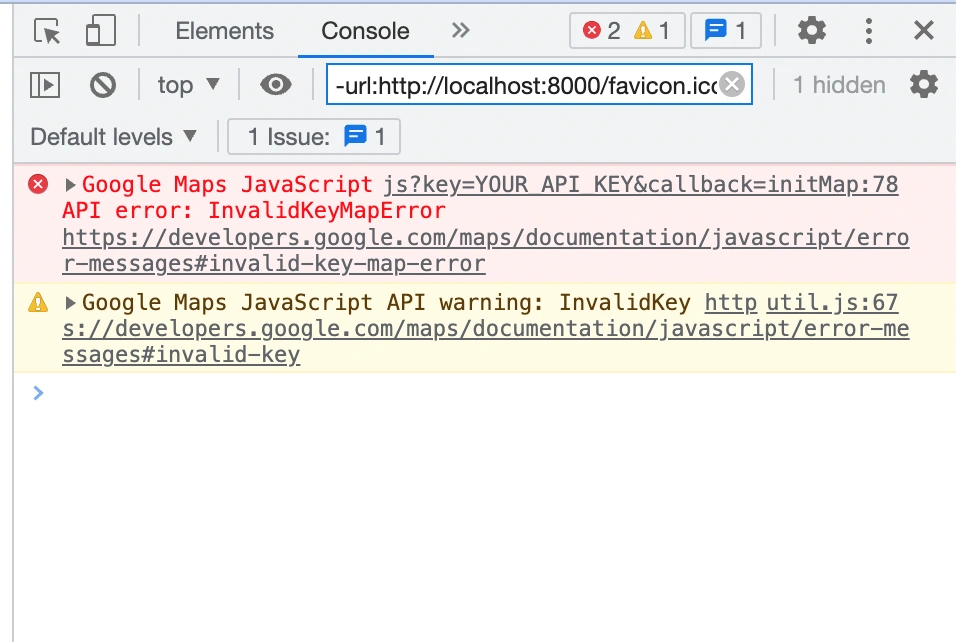 Google Maps console error Google Maps console error