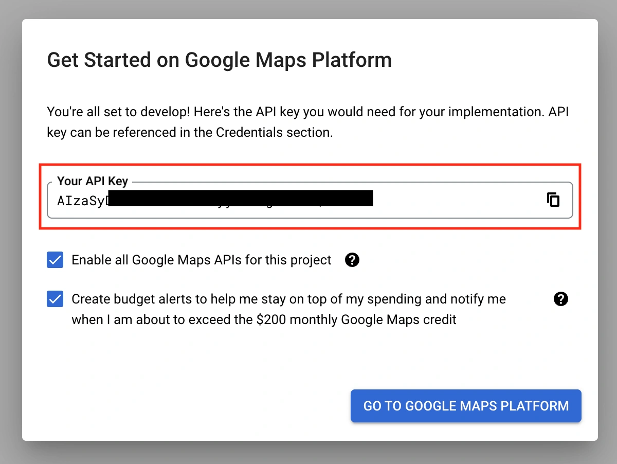 Google Maps API key Google Maps API key