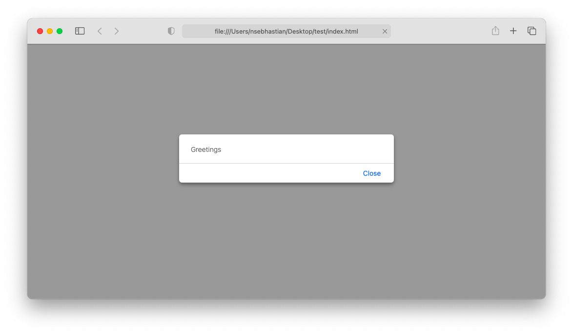 The JavaScript alert box example The JavaScript alert box example