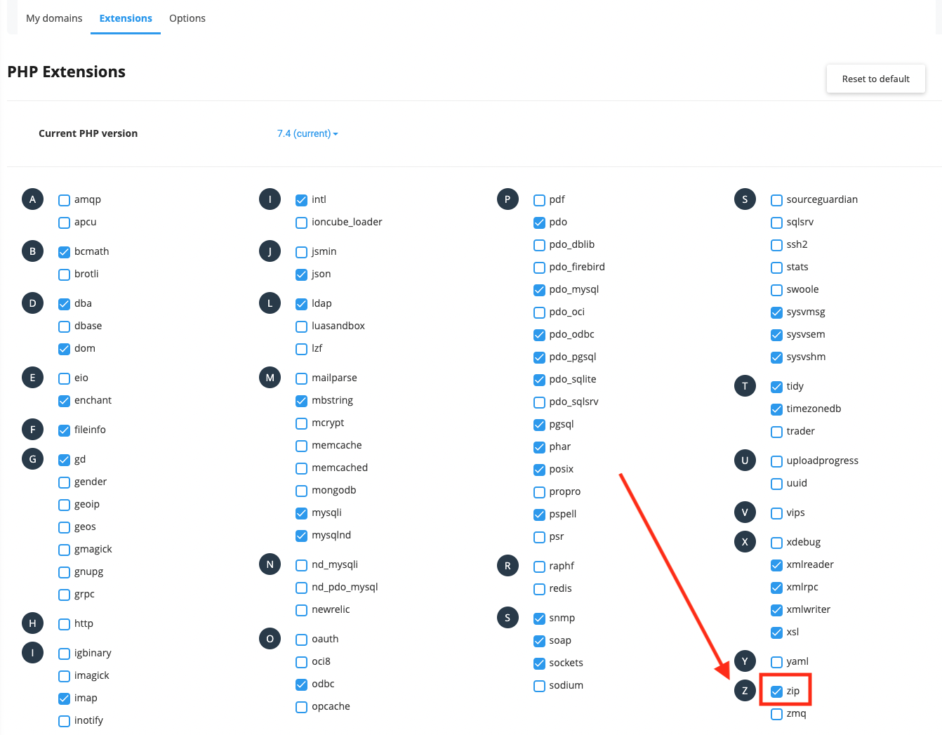 enable PHP zip in extensions tab enable PHP zip in extensions tab