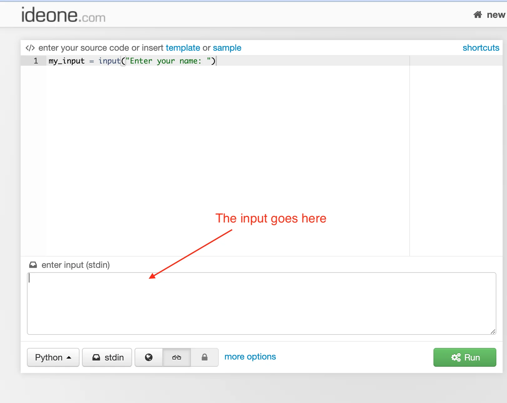 ideone stdin box in Python ideone stdin box in Python