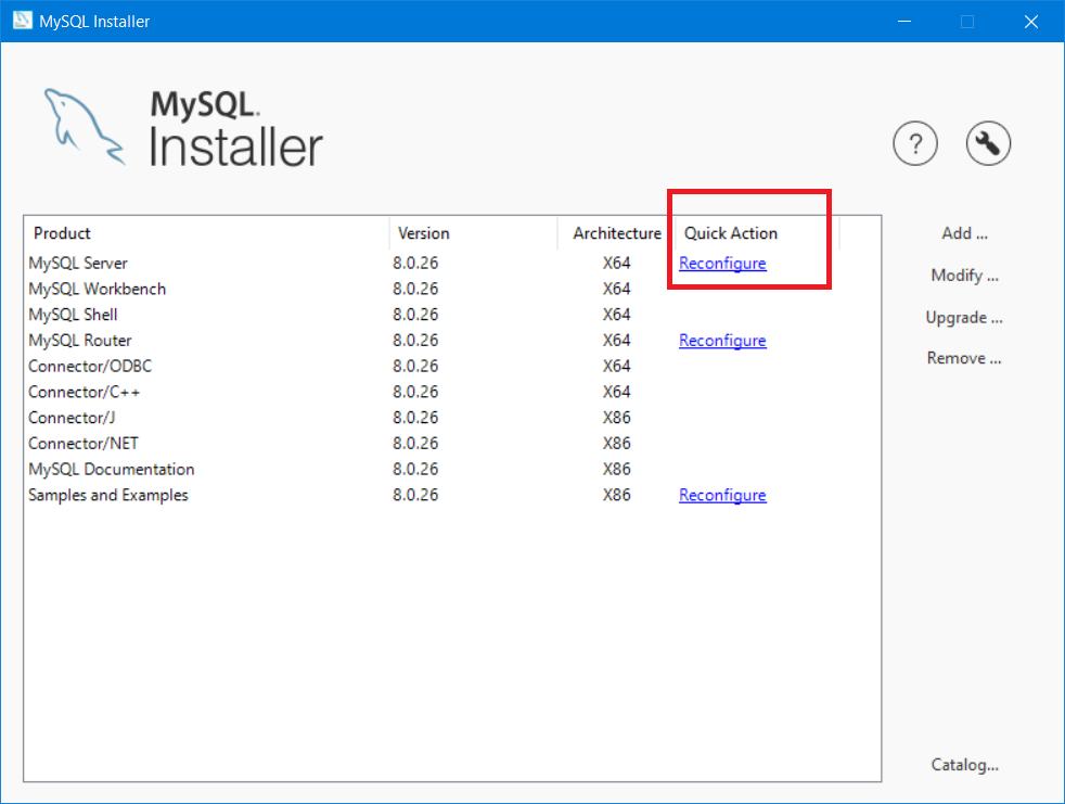 Reconfigure your MySQL server setting Reconfigure your MySQL server setting