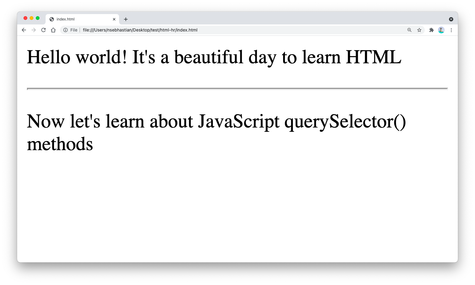 HTML divider created with hr tag HTML divider created with hr tag