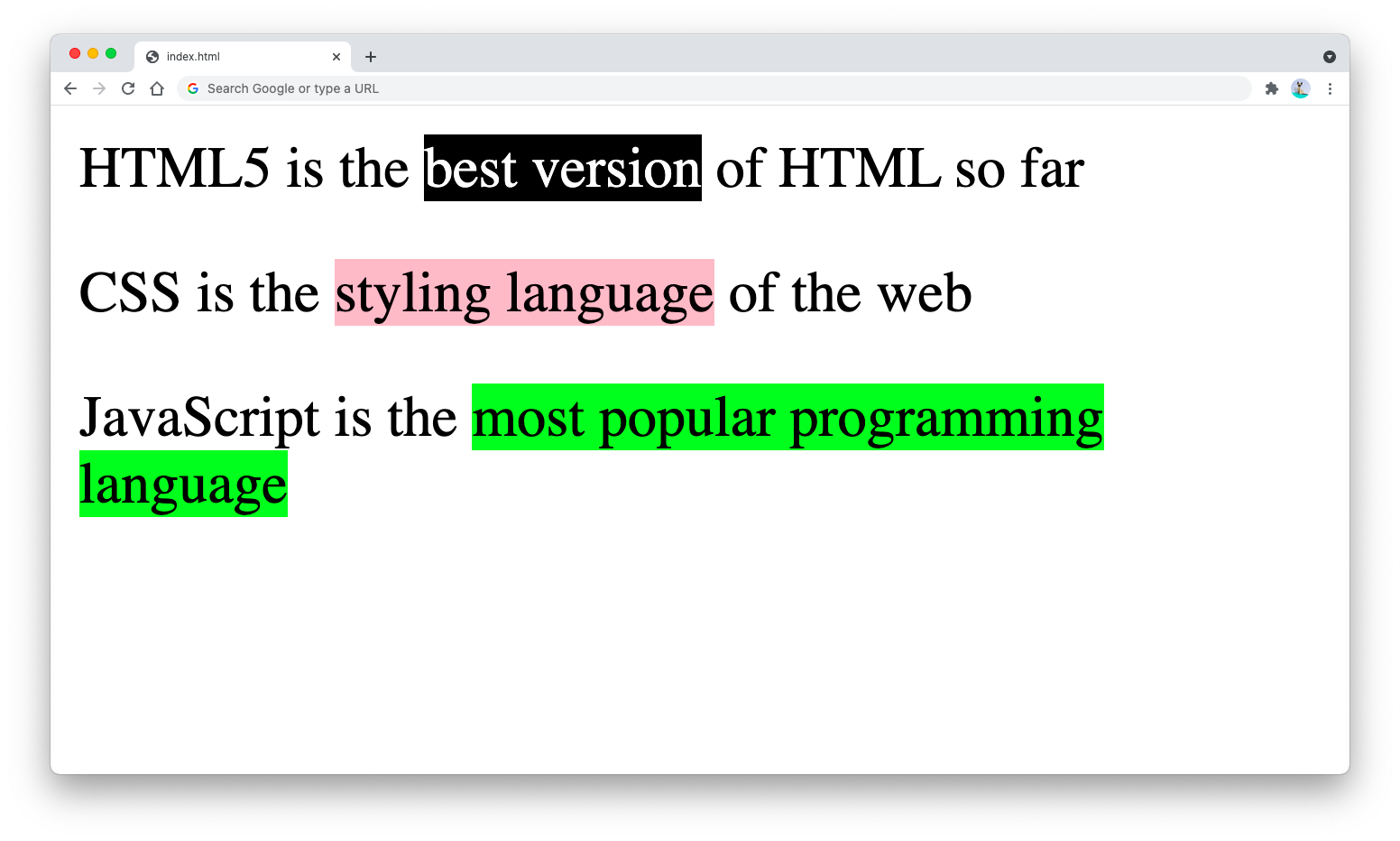 HTML highlight text with different styles HTML highlight text with different styles