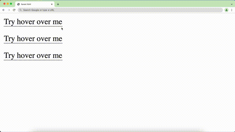 HTML dynamic hover text size with CSS HTML dynamic hover text size with CSS