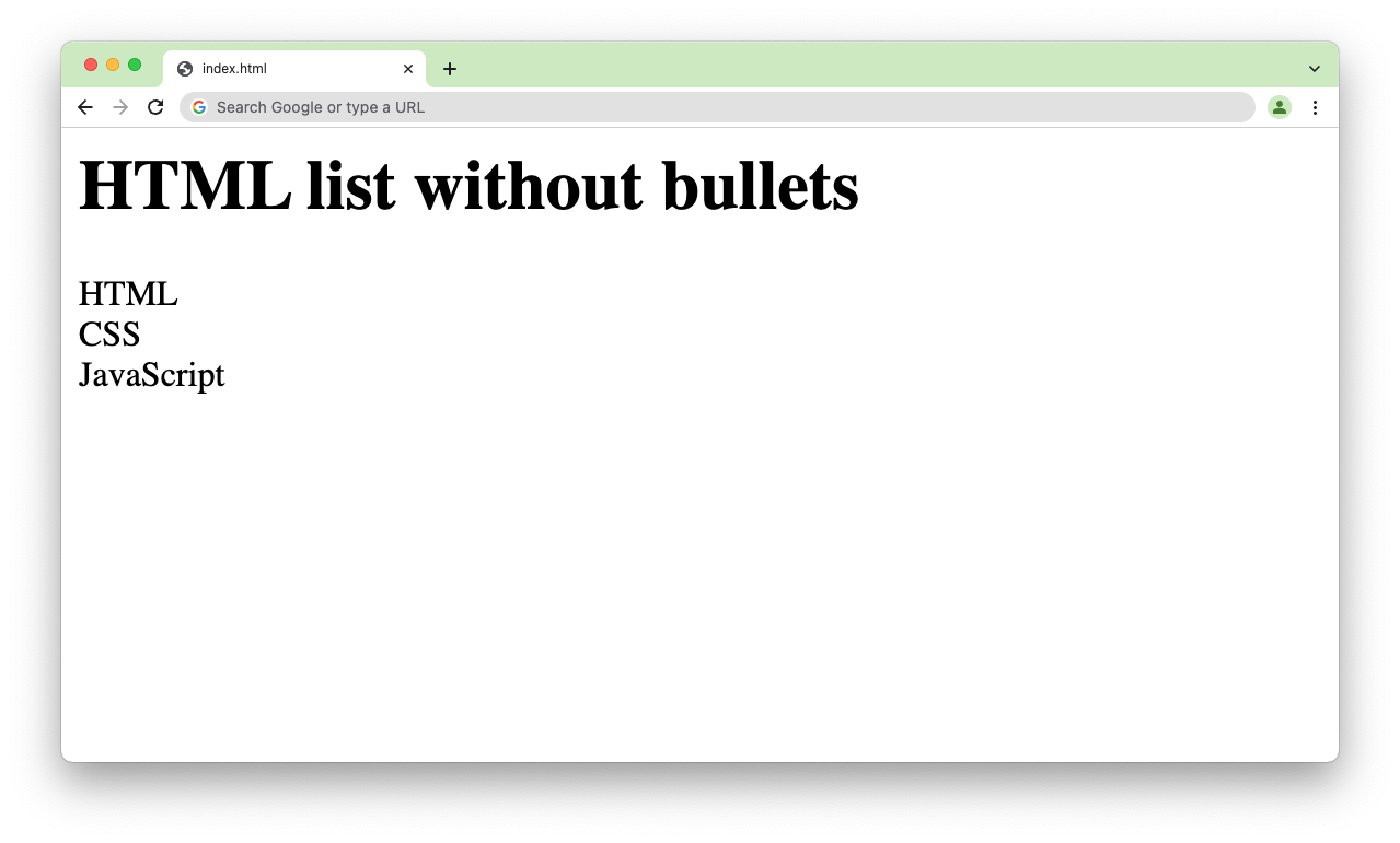 HTML list without bullets rendered HTML list without bullets rendered