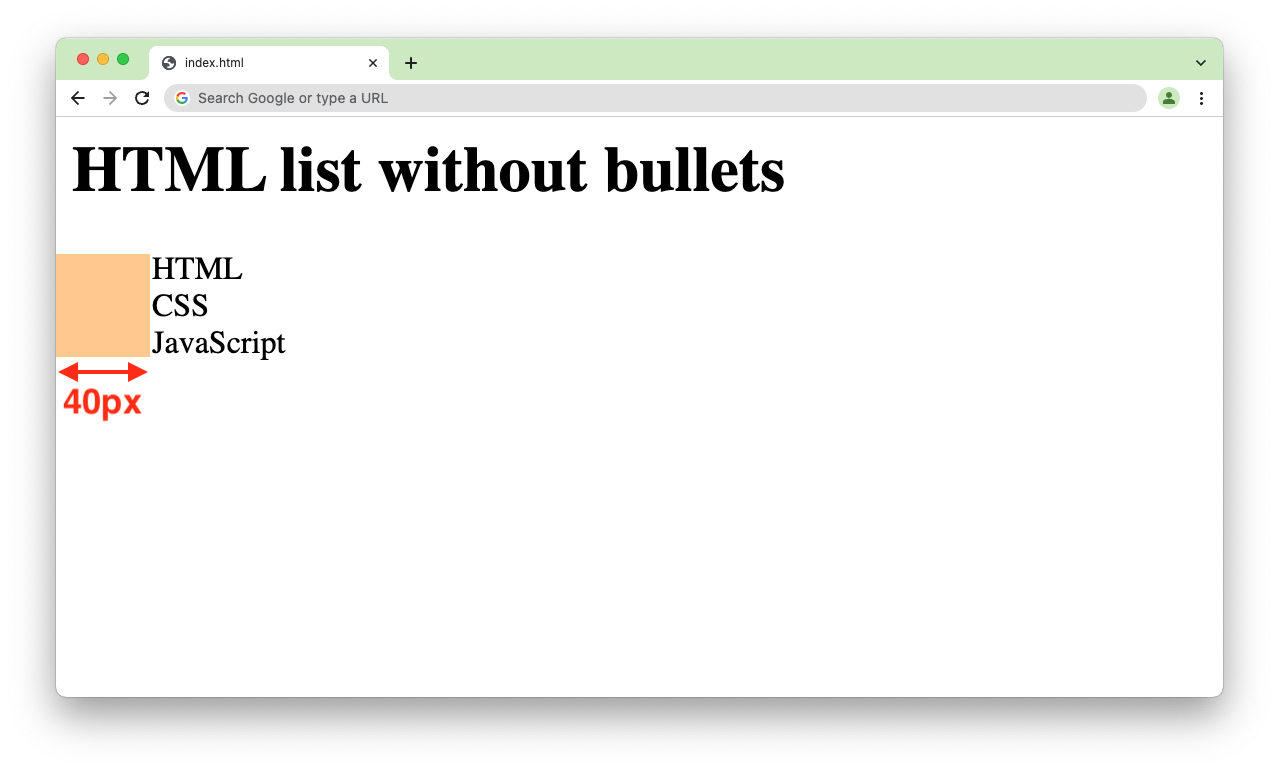 HTML list indent HTML list indent
