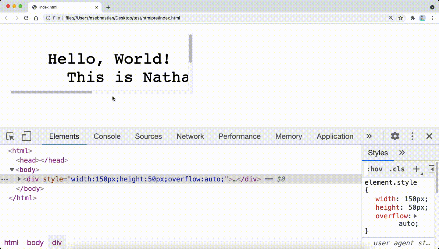 HTML <pre> tag render with overflow style HTML <pre> tag render with overflow style