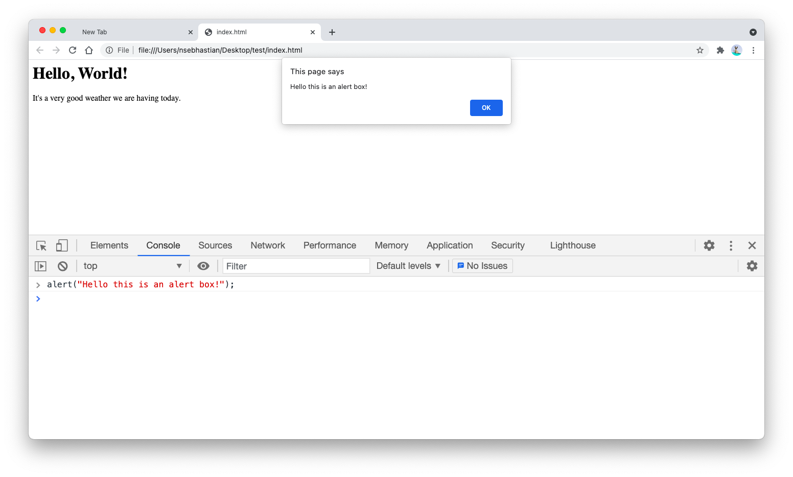 JavaScript alert dialog in the browser JavaScript alert dialog in the browser