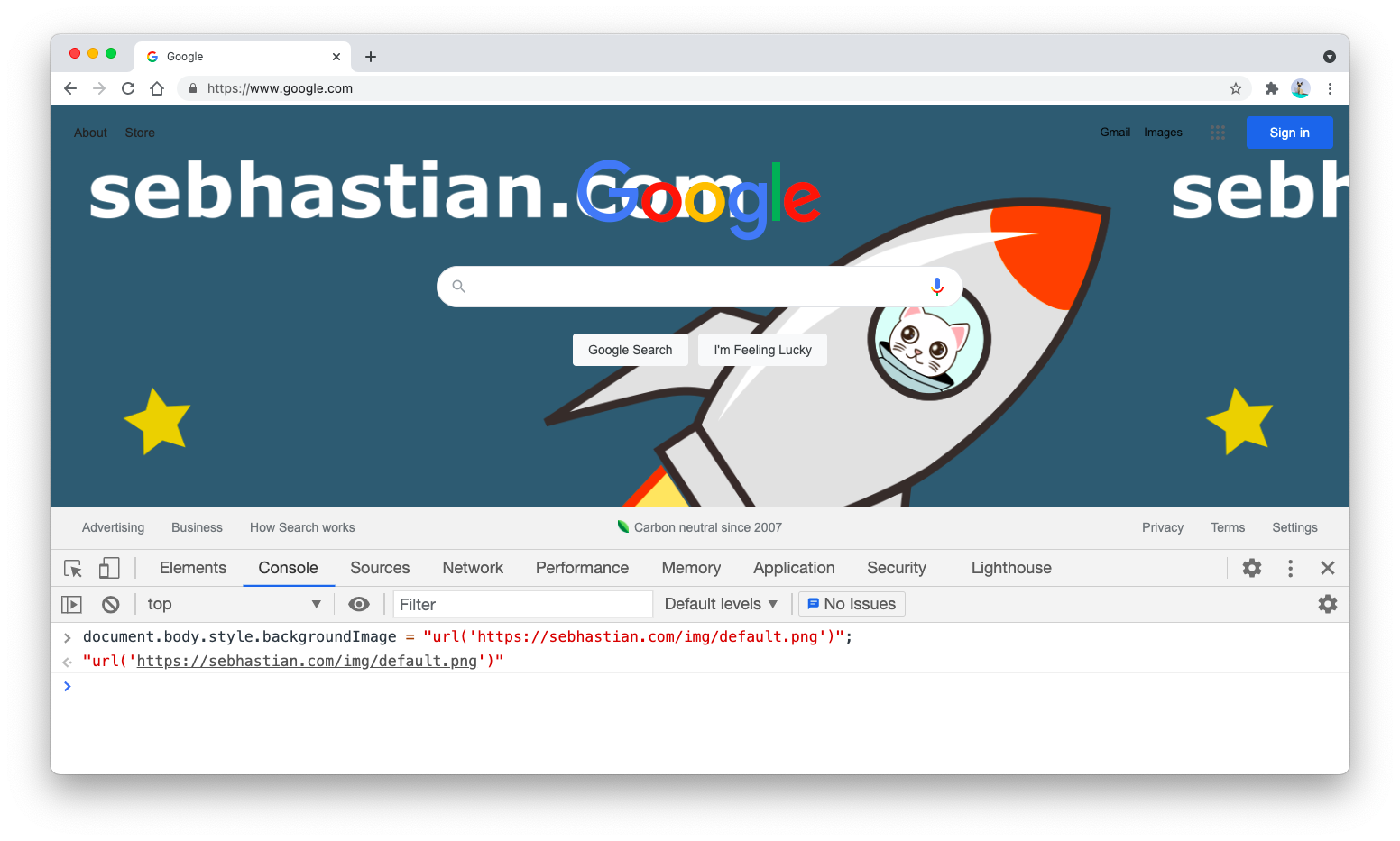Changing the background image of Google Changing the background image of Google