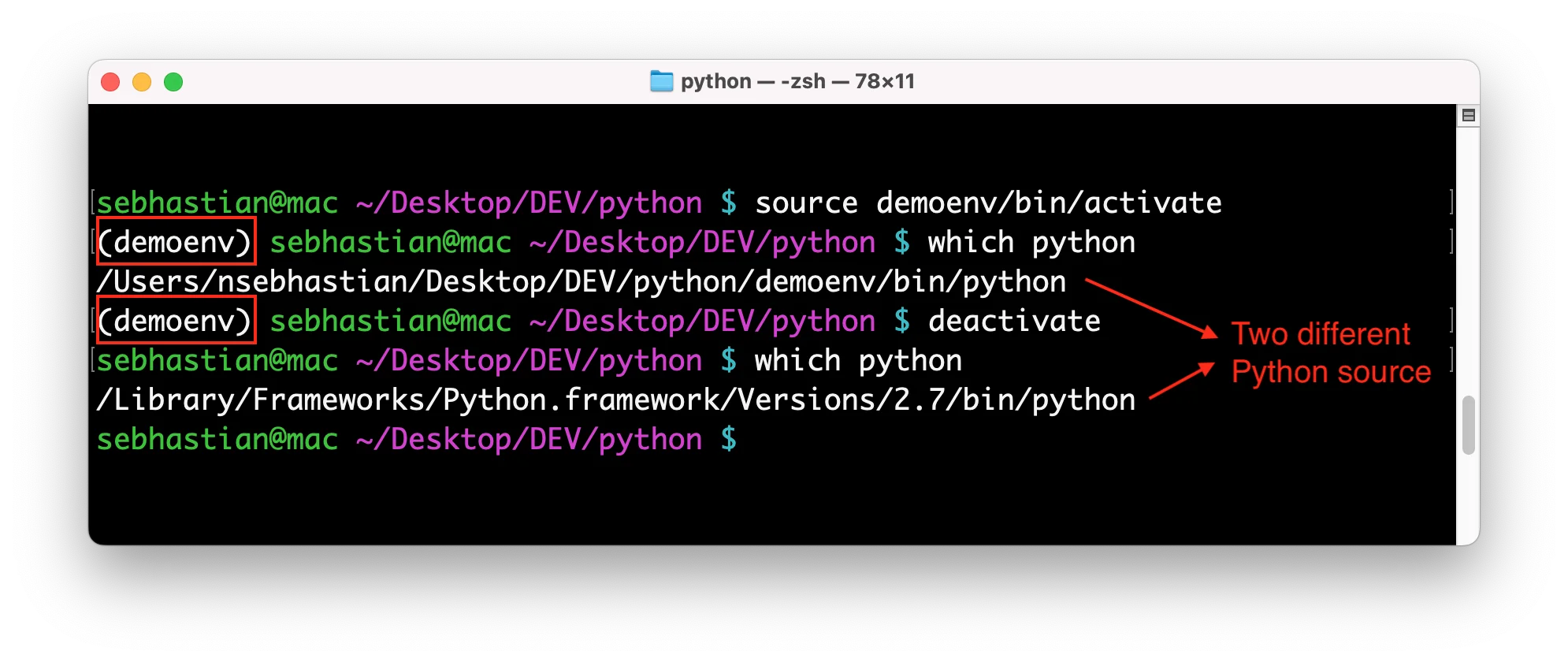 Python has an active venv environment Python has an active venv environment