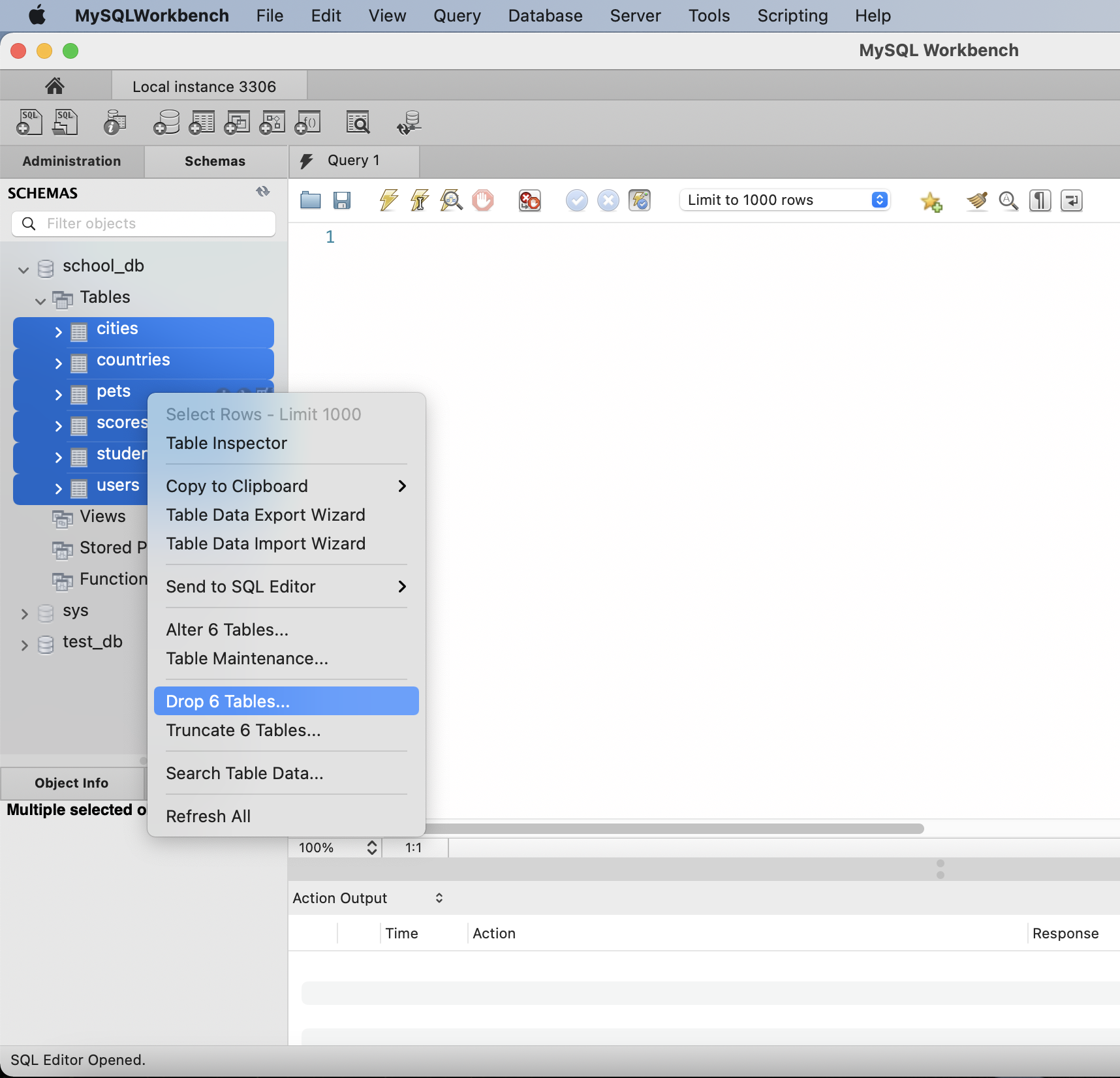 Drop all tables from MySQL Workbench menu Drop all tables from MySQL Workbench menu