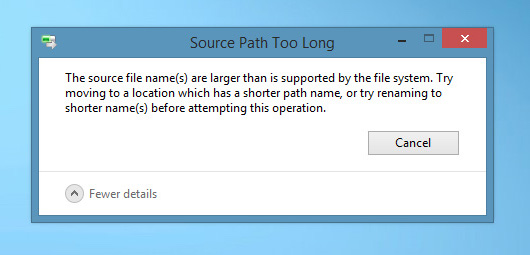 Windows source path too long error Windows source path too long error