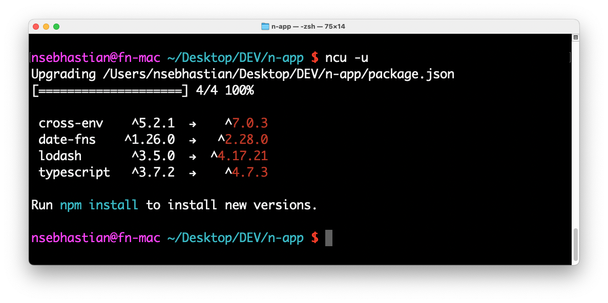 npm update dependencies with ncu npm update dependencies with ncu