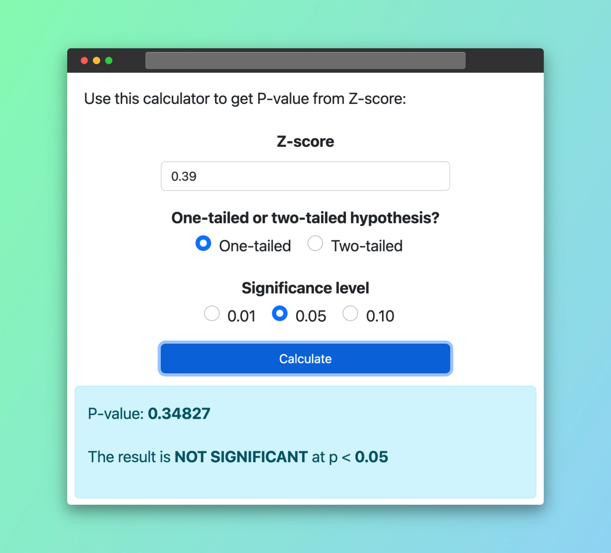 Z-score to P-value calculator Z-score to P-value calculator