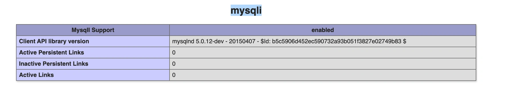 mysqli installed on phpinfo page mysqli installed on phpinfo page