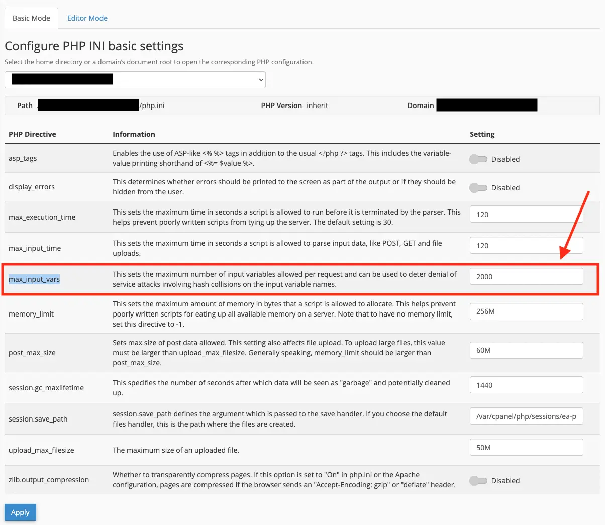 MultiPHP INI Editor max_input_vars MultiPHP INI Editor max_input_vars