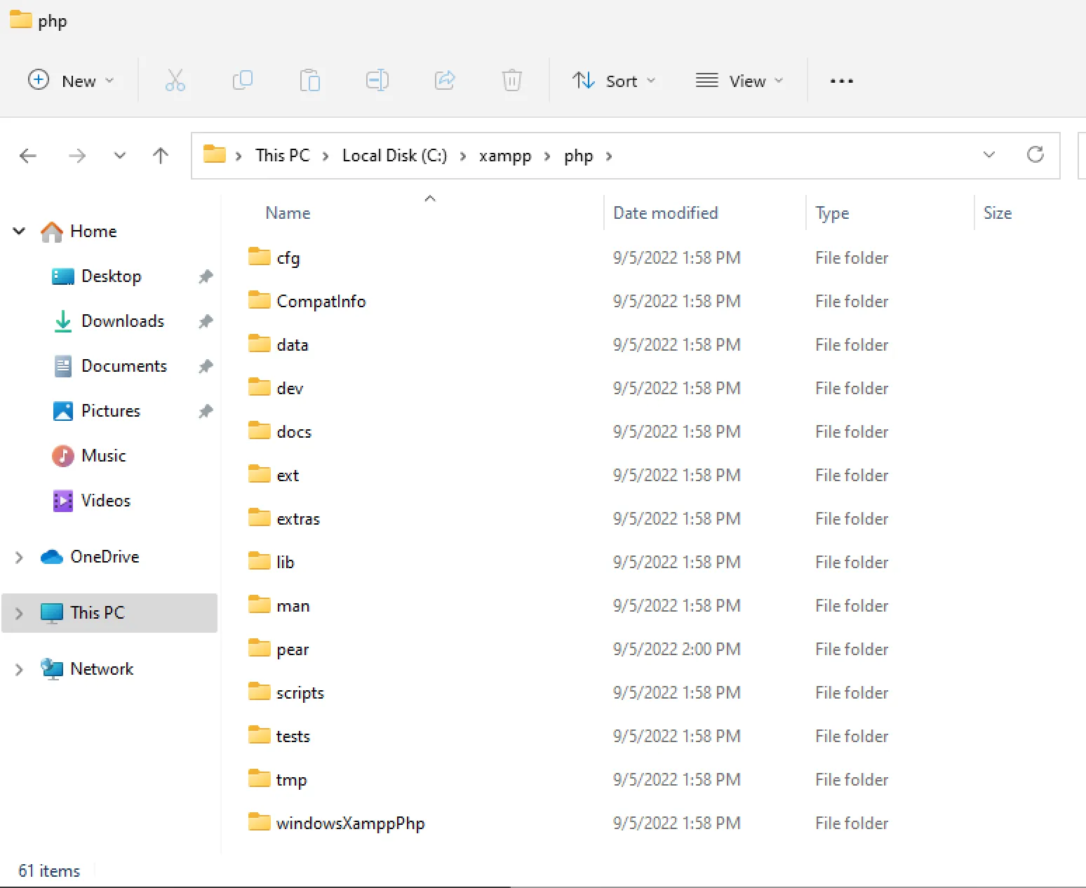 php folder in XAMPP php folder in XAMPP