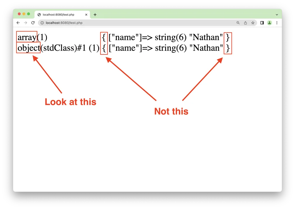 PHP var_dump array vs object PHP var_dump array vs object