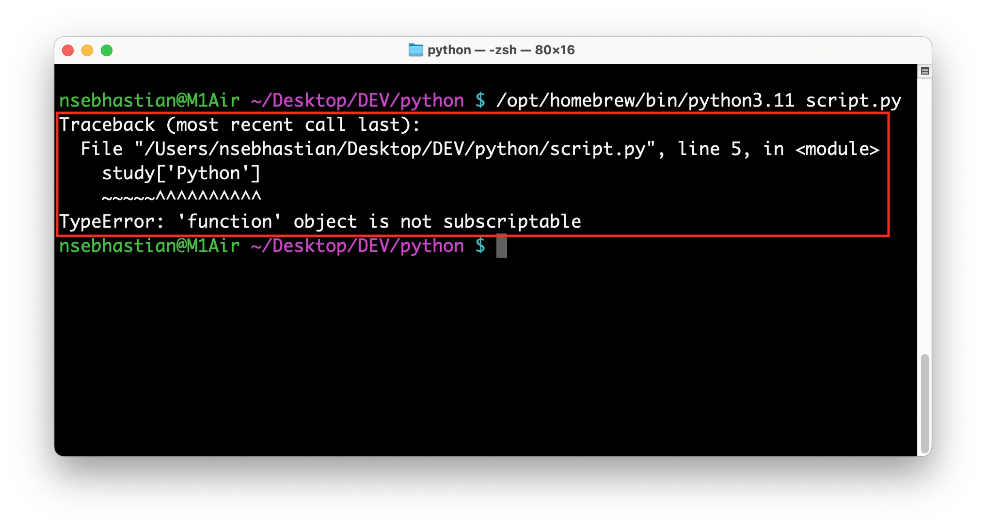 Python TypeError: 'function' object is not subscriptable Python TypeError: 'function' object is not subscriptable