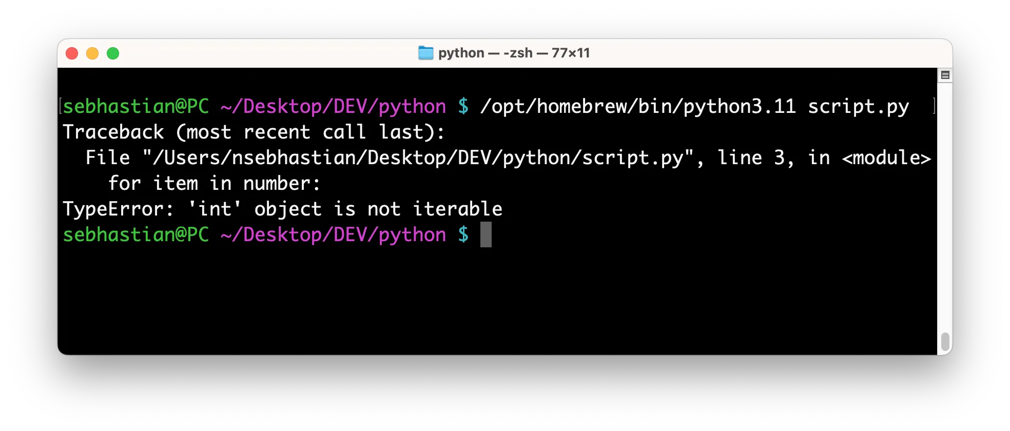 TypeError: 'int' object is not iterable TypeError: 'int' object is not iterable