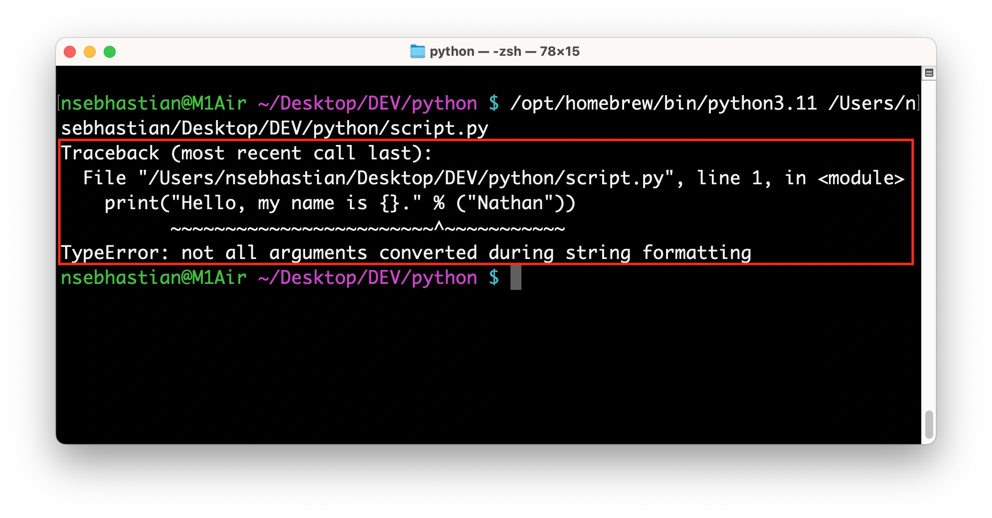 Python TypeError: not all arguments converted Python TypeError: not all arguments converted