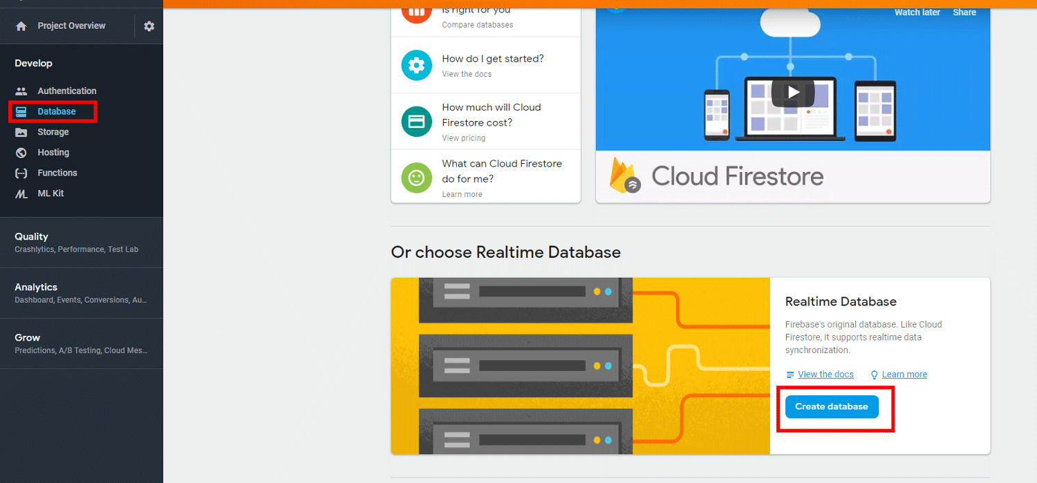 Creating real time database Creating real time database