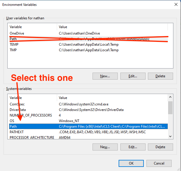 Edit the Path variable from System Variables Edit the Path variable from System Variables