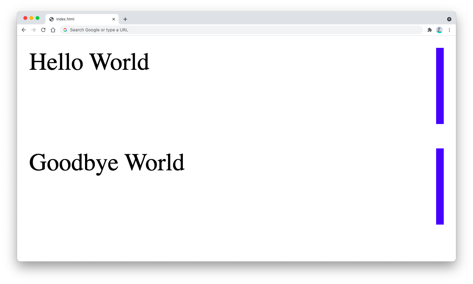 HTML vertical line of the right side HTML vertical line of the right side