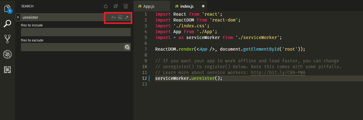 VSCode search rules VSCode search rules